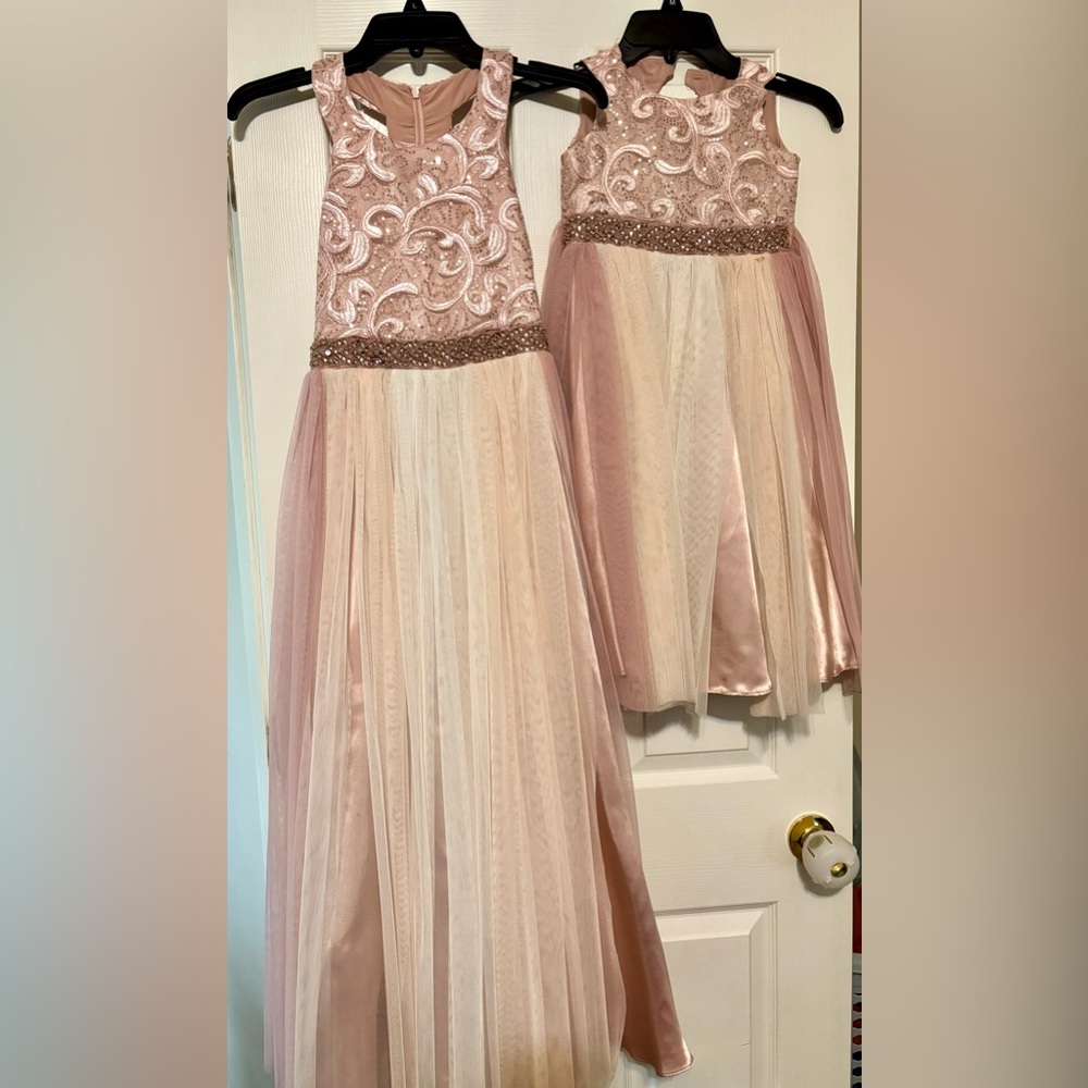 Charming Pink and Cream Kids Dresses (set of 2)